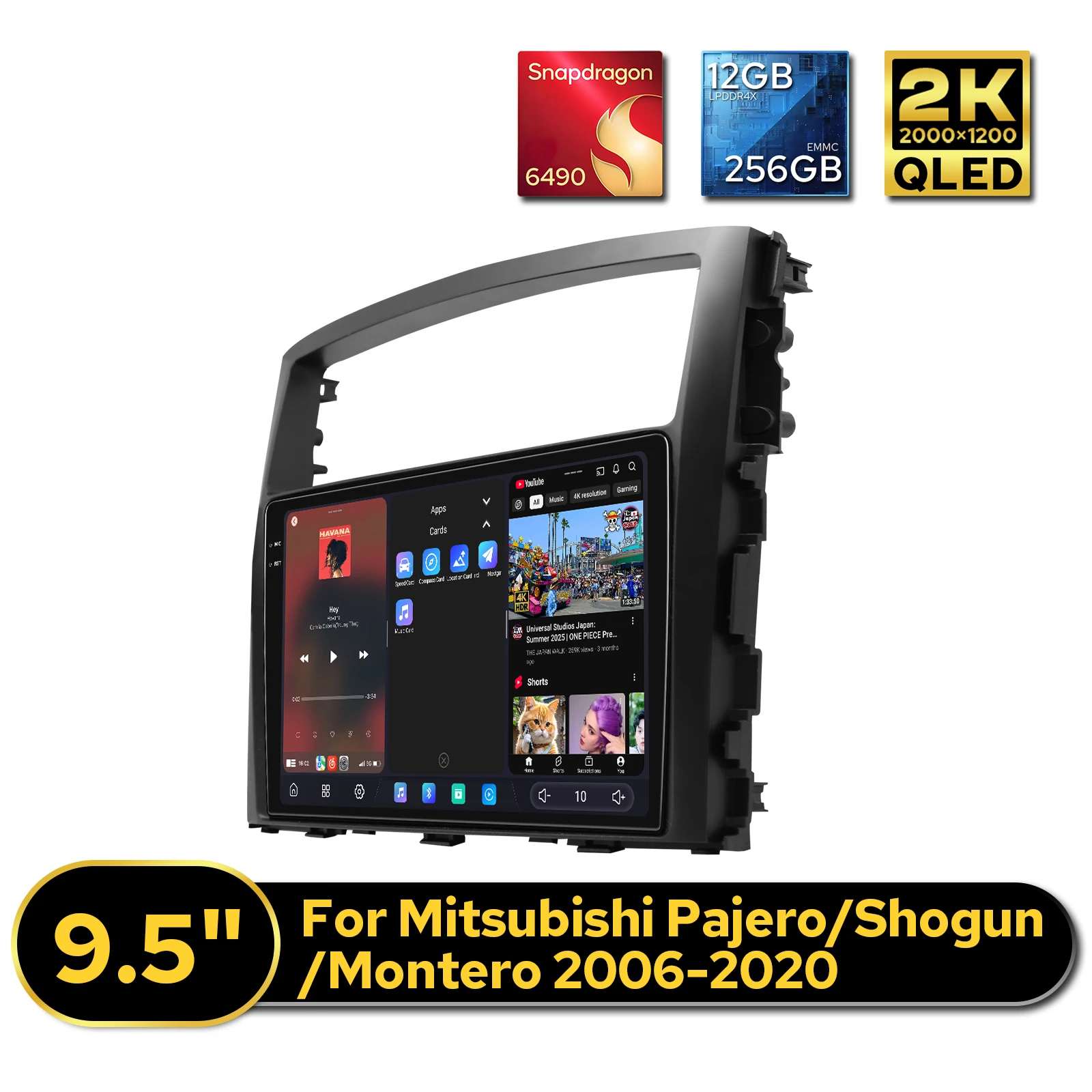 JOYING 9.5 Inch Car Audio Stereo for Mitsubishi Pajero/Shogun/Montero 2006-2020 12+256GB CarPlay Android Head Unit Plug&Play