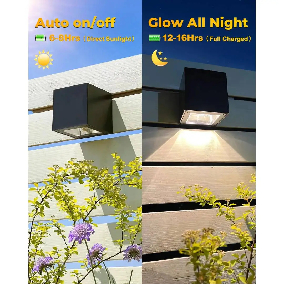 Outdoor Solar Wall Light Square Modern Solar Wall Sconce Lights Waterproof Down Lighting For House Wall Porch Garden Fence Decor view 4
