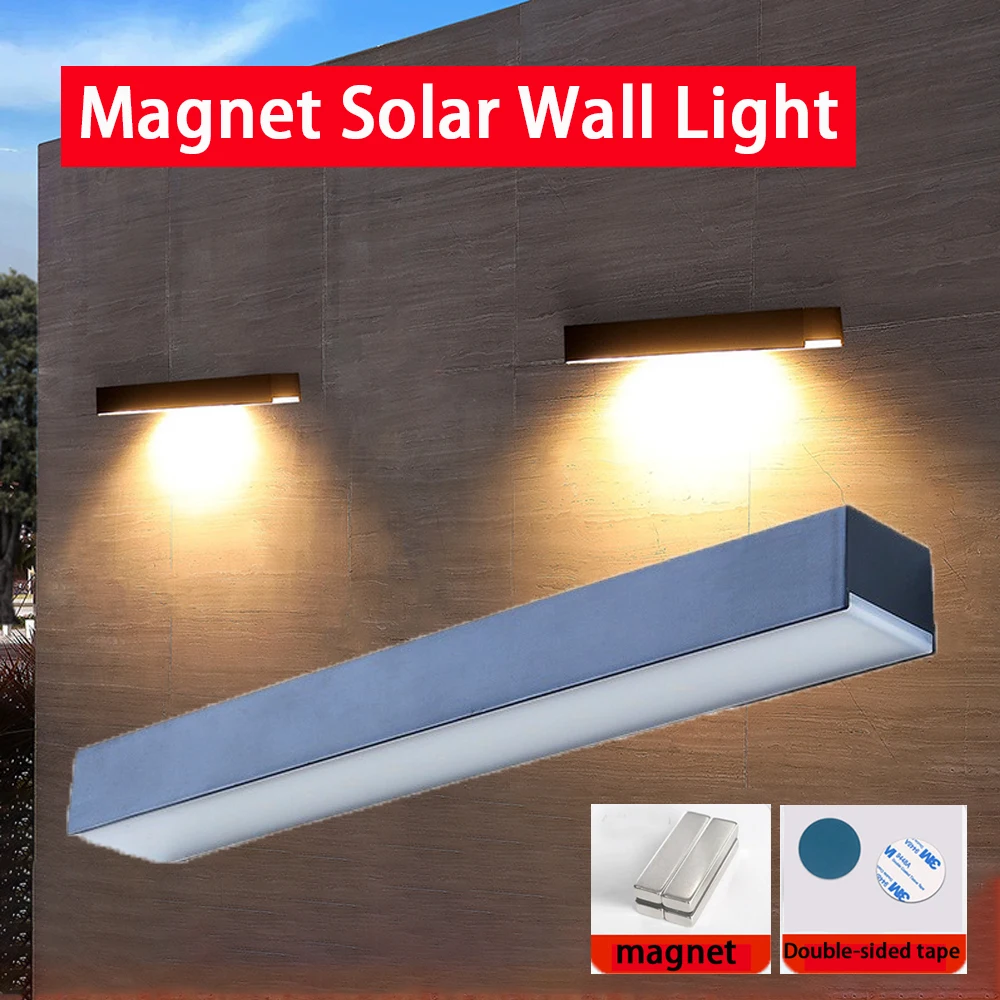 Solar Outdoor Waterproof Wall Lamp Minimalist Long Strip Outdoor Wall Lamp Modern Model LED Lighting Sign Door Wash Wall Lamp