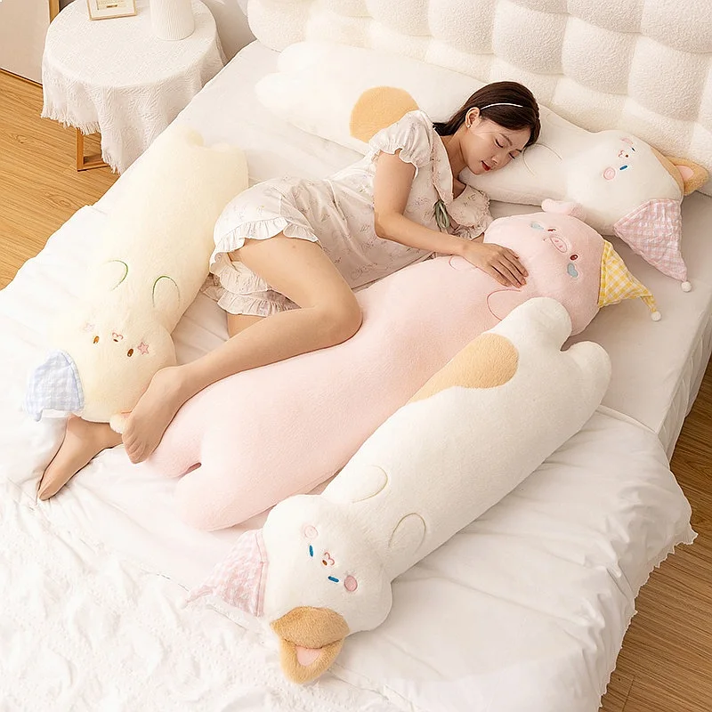 Adorable Animal Plush Long Body Pillow for Girls Kids Sleeping Cushion Bed Dorm Sofa