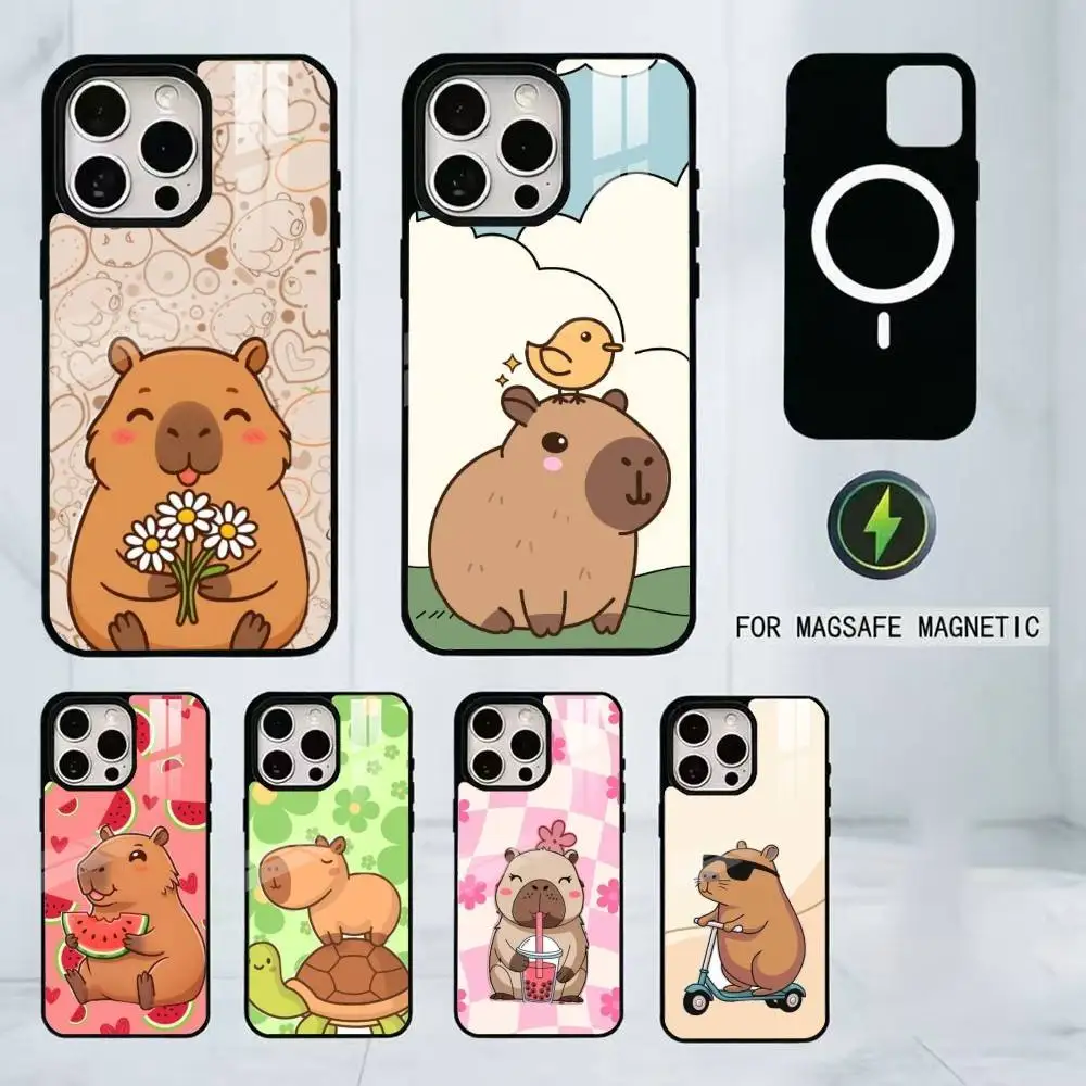 

Capibara Phone Case For iPhone17,16,15,14,13,12,11 Plus,Pro Magnetic For Magsafe Wireless Charging