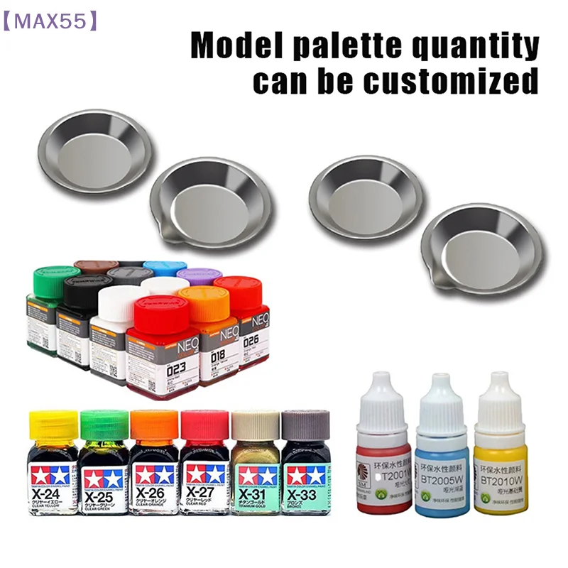 【MAX-55】2/6Pcs Stainless Steel Painting Color Bowls Oil Paint Trays Paint Color Mixing Cups Color Mixer Painting Tools