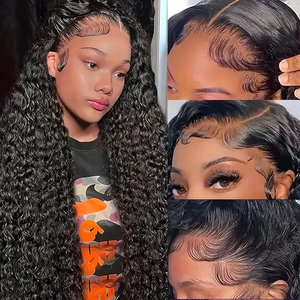 Human Hair Wig Pre plucked Natural Color 5x5 13x4 transparent Lace Front Wig Water Wave Lace Front Wig 200% Density