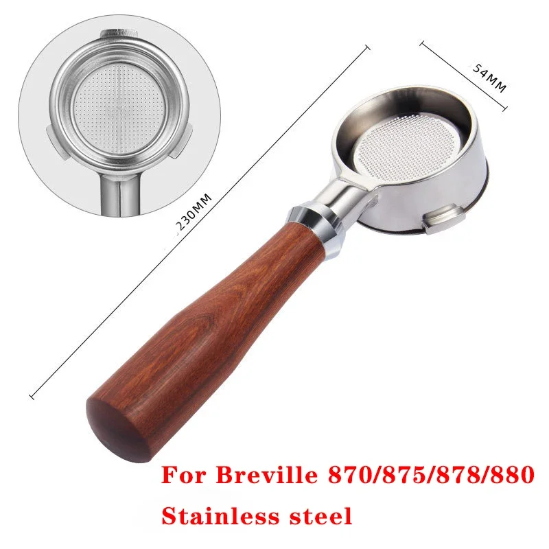 54MM 3 oren Bodemloze Filterhouder Geschikt voor Breville Sage/870/875/878/880 Rvs koffie Gemodificeerde Handvat Filter Tool