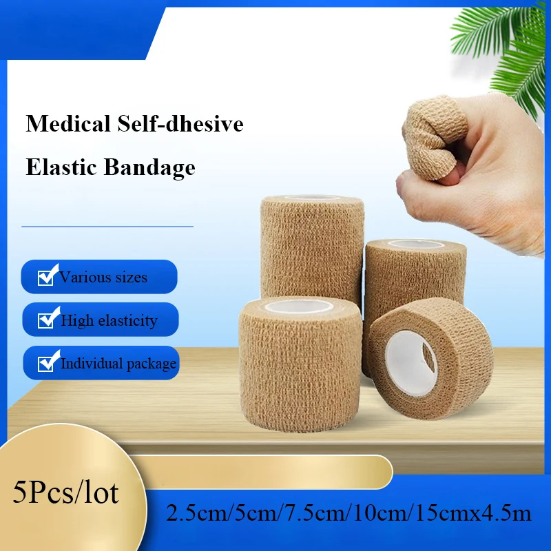 

5Pcs Colorful Medical Sports Self Adhesive Elastic Bandage Athletic Wrap Tape Elastoplast For Knee Finger Ankle Palm Shoulder