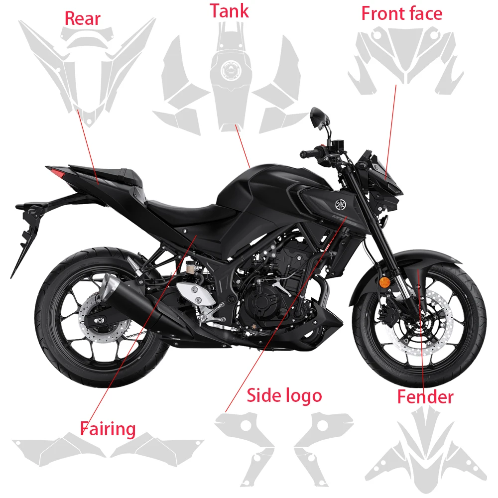 MT03/ MT25 PPF Paint Protective Anti-scratch Film Fairing Protection For Yamaha MT 03 MT 25 TPU Transparent bodykit Sticker 2024