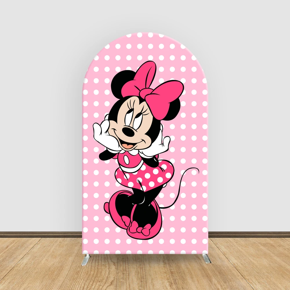 Minnie Mouse Arch Background Disney Pink Theme Cover Customized Photograph Backdrop Baby Shower Girl Birthady Party Decoration