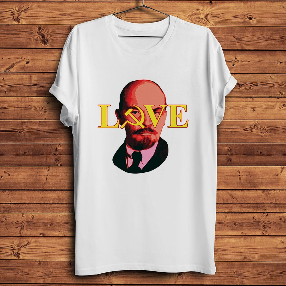 Vladimir Ilyich Ulyanov Lenin Love ussr Tshirt,Men White Short Sleeve Casual Tee,Funny Vintage CCCP T-Shirt,breathable Print