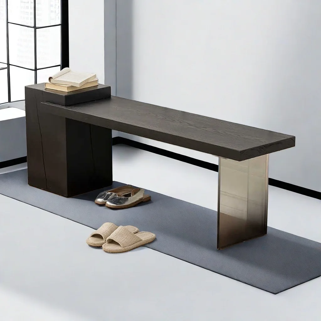 

Bench, bedroom, shoe change, log, bed, living room, acrylic