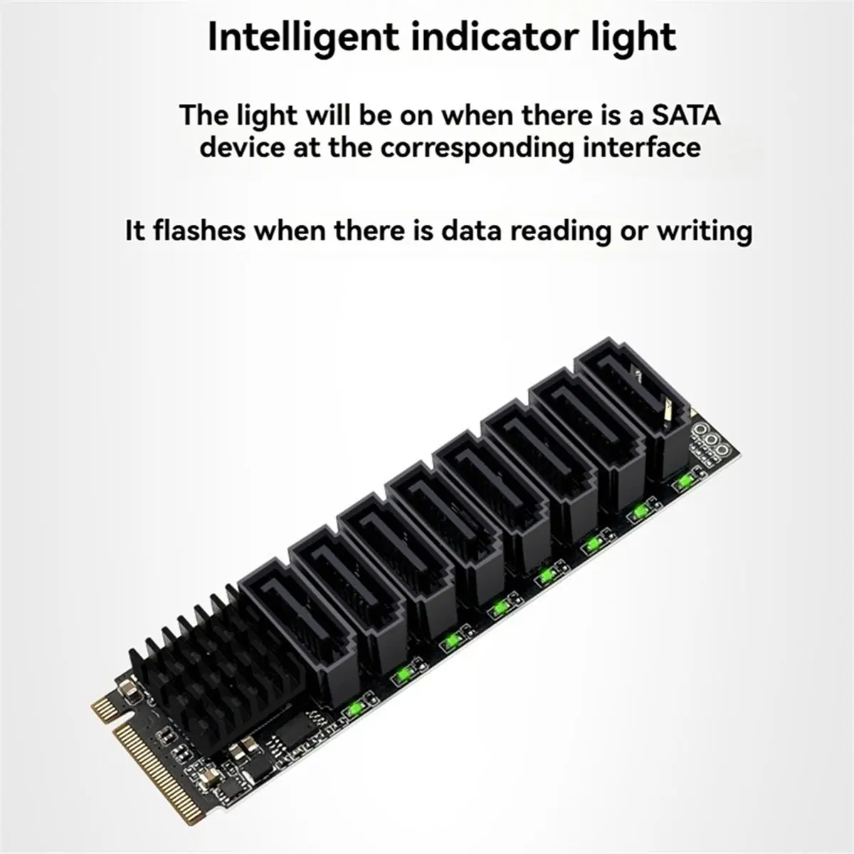 N86R M.2 NVME M-Key PCI-E to SATA3.0 6Gbps 8-Port Expansion Card NAS Hard Drive Extended PCI-E Adapter Riser Card ASM1166 PM