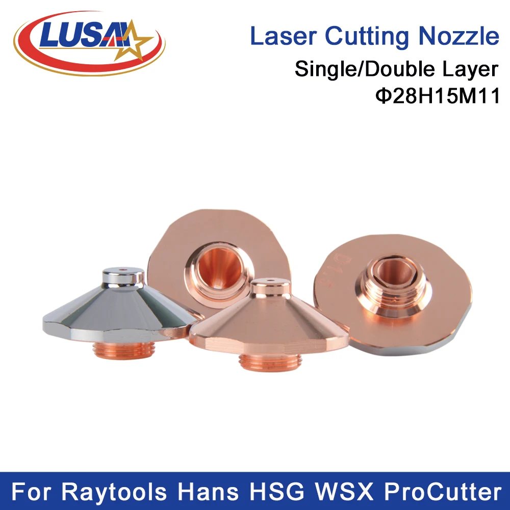 LUSAI Laser Nozzle Dia.28mm Caliber 1.0-6.0mm For Raytools Hans HSG WSX Bodor BOCI BLT641 High Speed Fiber Laser Cutting Nozzle