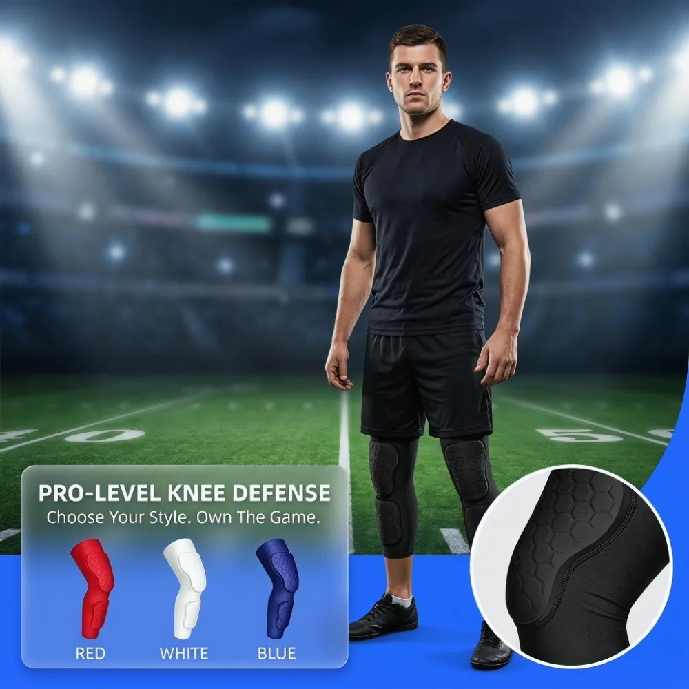 Breathable Padded Knee Pad Honeycomb Anti Collision Lightweight Knee Protection Pad Compression Support with Leg Guards