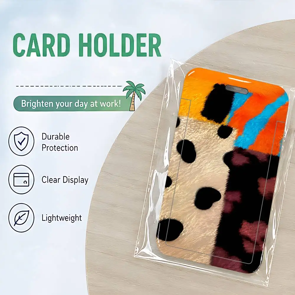 Leopard Print Patchwork Wavy Eagle Clear ID Card Holder Lanyard Neck Strap Badge Case Door Credit Card Protector Daily Gift