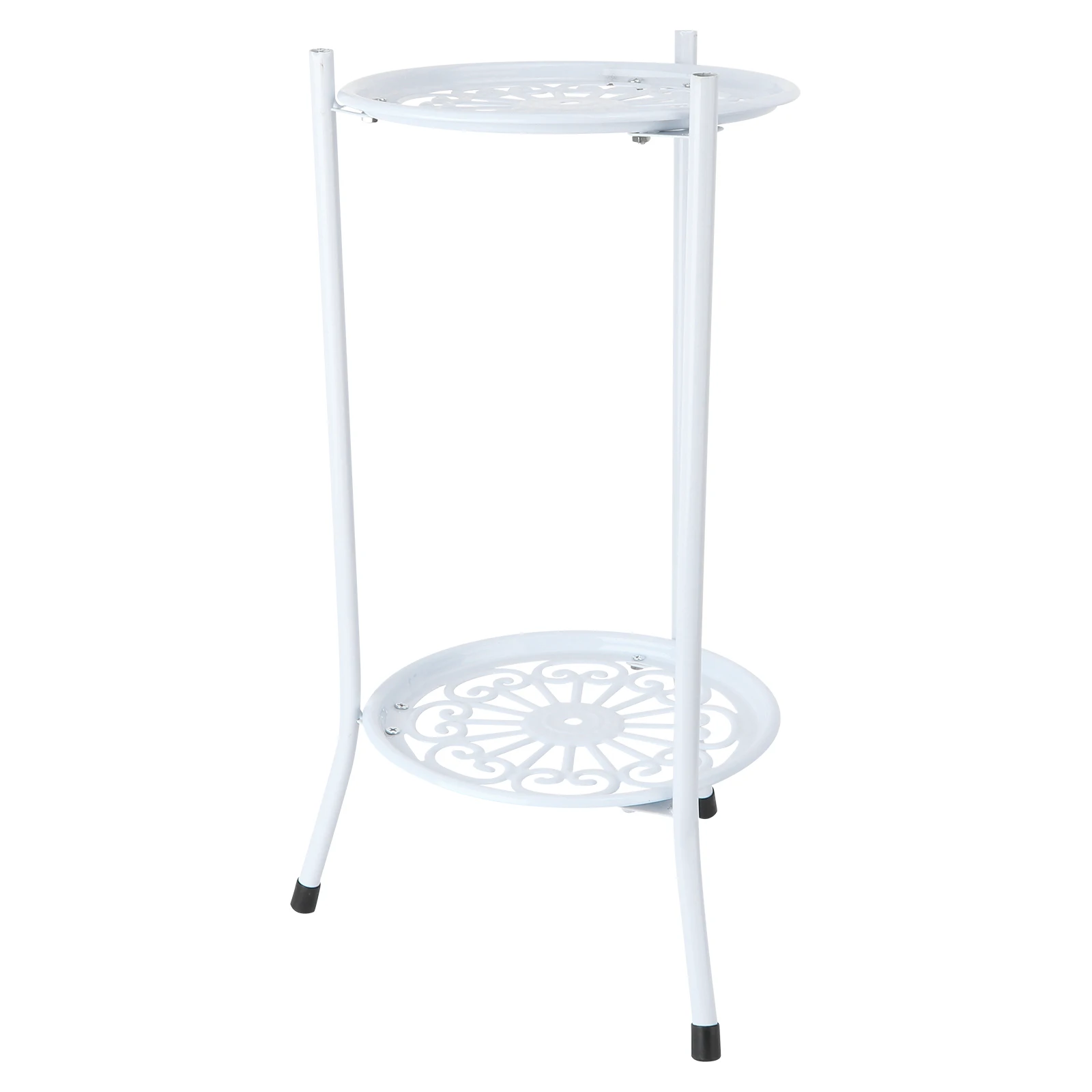 

Metal Flower Stand White Garden Plant Rack Double Layer Storage Shelf for Use Eco Friendly Durable