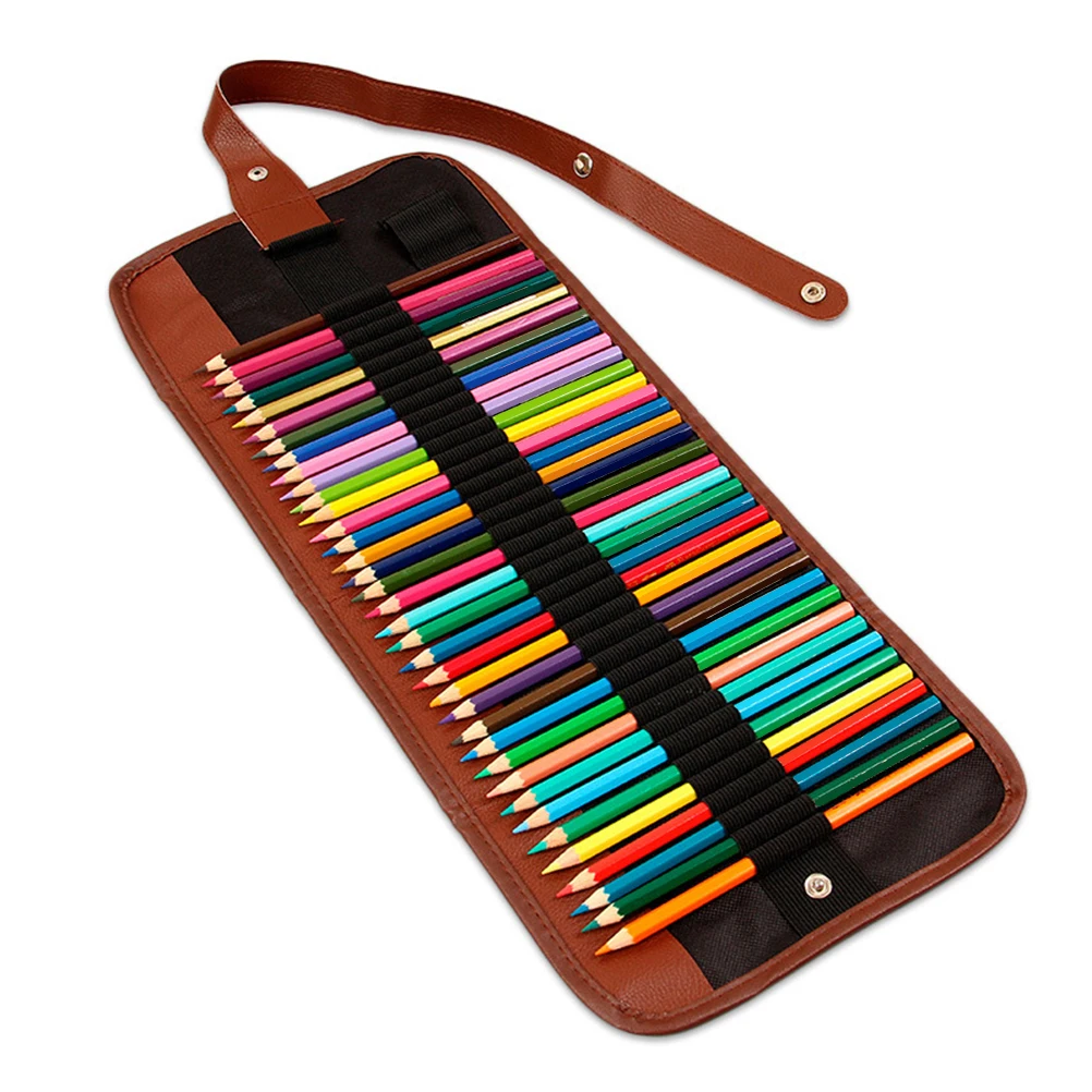 

Pencil Case Color Holder Storage Bag Organizer Pencils Space Saving Roll Up Canvas Multi Slots Student Gift Pen Container