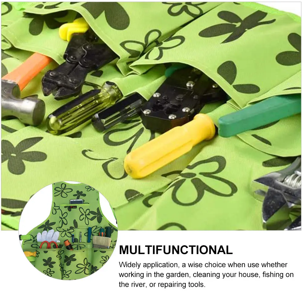 

Gardening Apron 600D Oxford Cloth Waterproof Multifunctional Pockets Tools Lightweight Work House Cleaning Fishing Repair Home