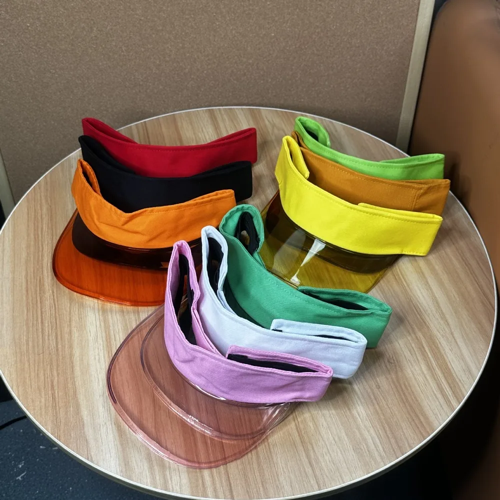 Sports UV Protection Leopard Print Visor Cap Sunscreen Solid Color Transparent Hollow Hat Cool Adjustable Sun Hat Outdoor
