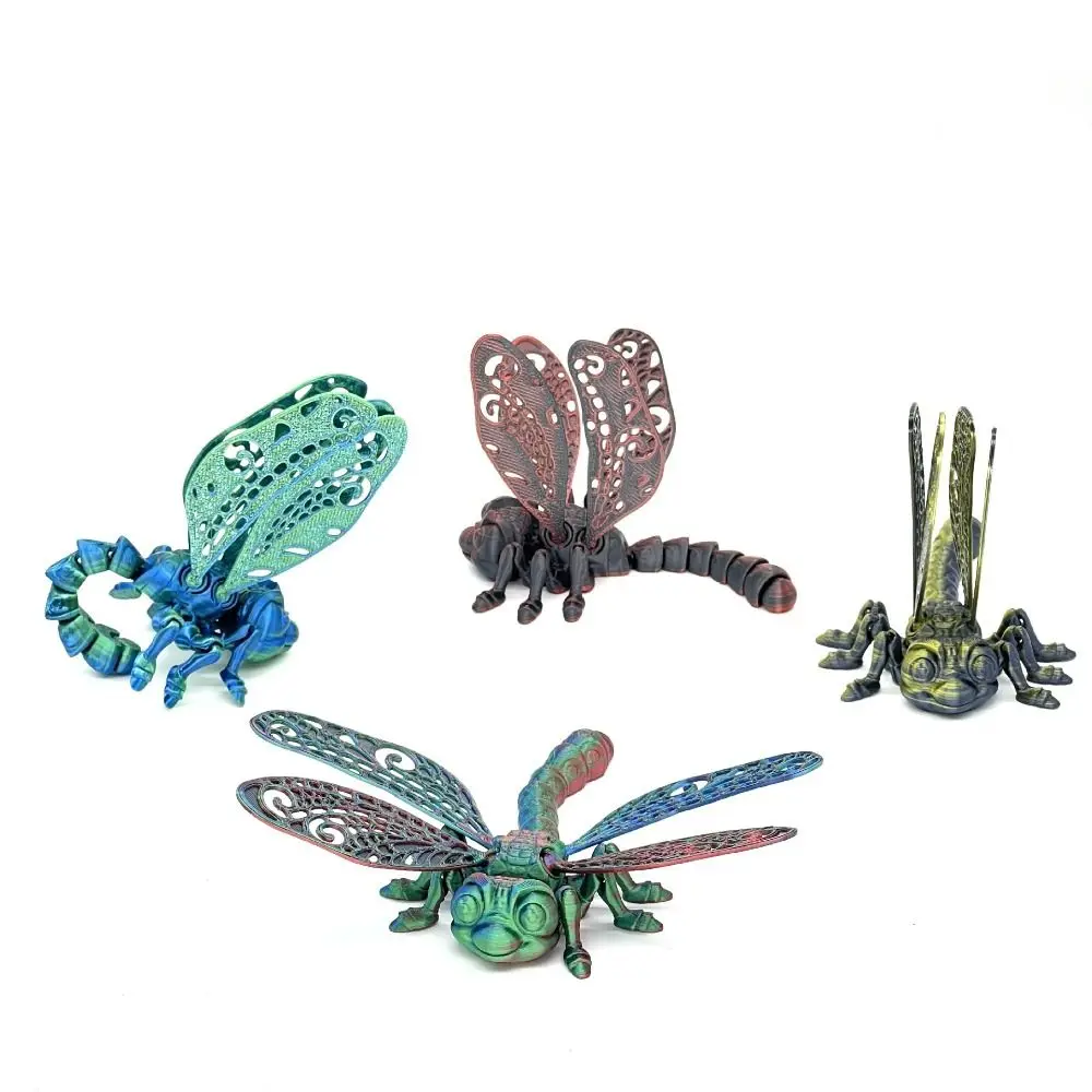 Libellule simulée imprimée en 3D, articulations rotatives et poseables, Figurine de libellule imprimée en 3D, articulations d'animaux flexibles