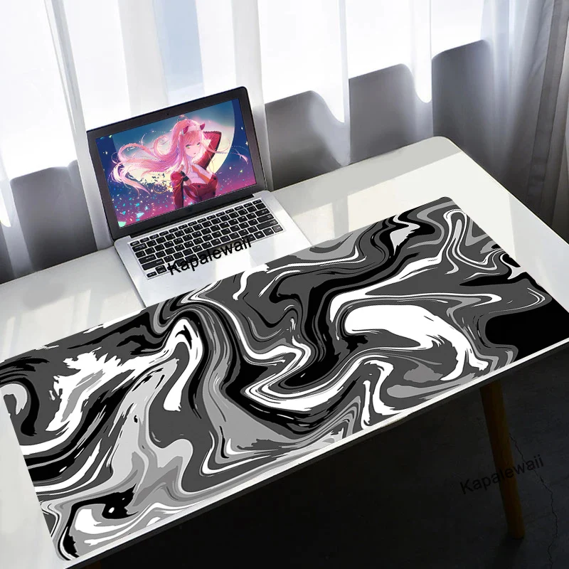 

Computer Mouse Pad Strata Liquid Gaming Accessory Mousepad Black White Large Desk Mat Gamer Rubber XXL 1200x500 Mause Carpet Run