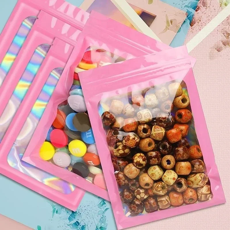 50/100 قطعة أكياس زيبلوك رشاقته المجسم الليزر اللون كيس من البلاستيك DIY بها بنفسك مجوهرات التجزئة كيس التخزين حقيبة تغلق بسحاب لا ثقب #4