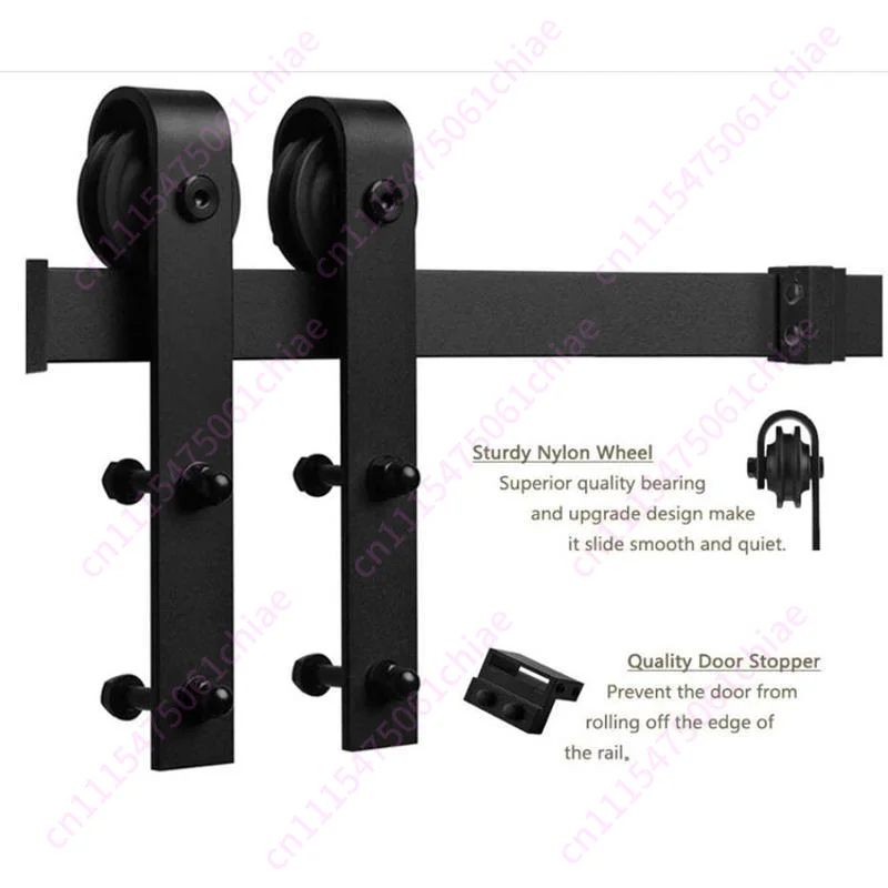 J-type Barn Door Hanging Rail Hardware Accessories Set: Sliding Sliding Door Silent Guide Rail Track Hanging Wheel