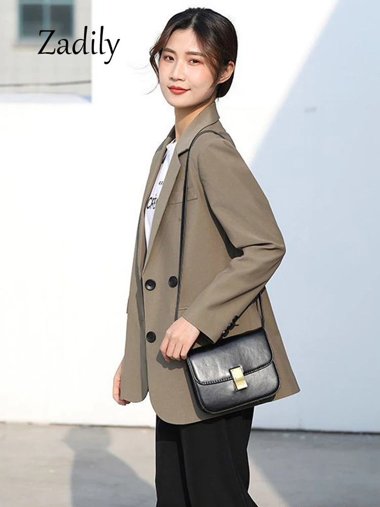 Zadily 2024 Spring Office Lady Long Sleeve Women Black Basic Blazer Korea Style Button Up Work Suit Winter Female Coat CLothing