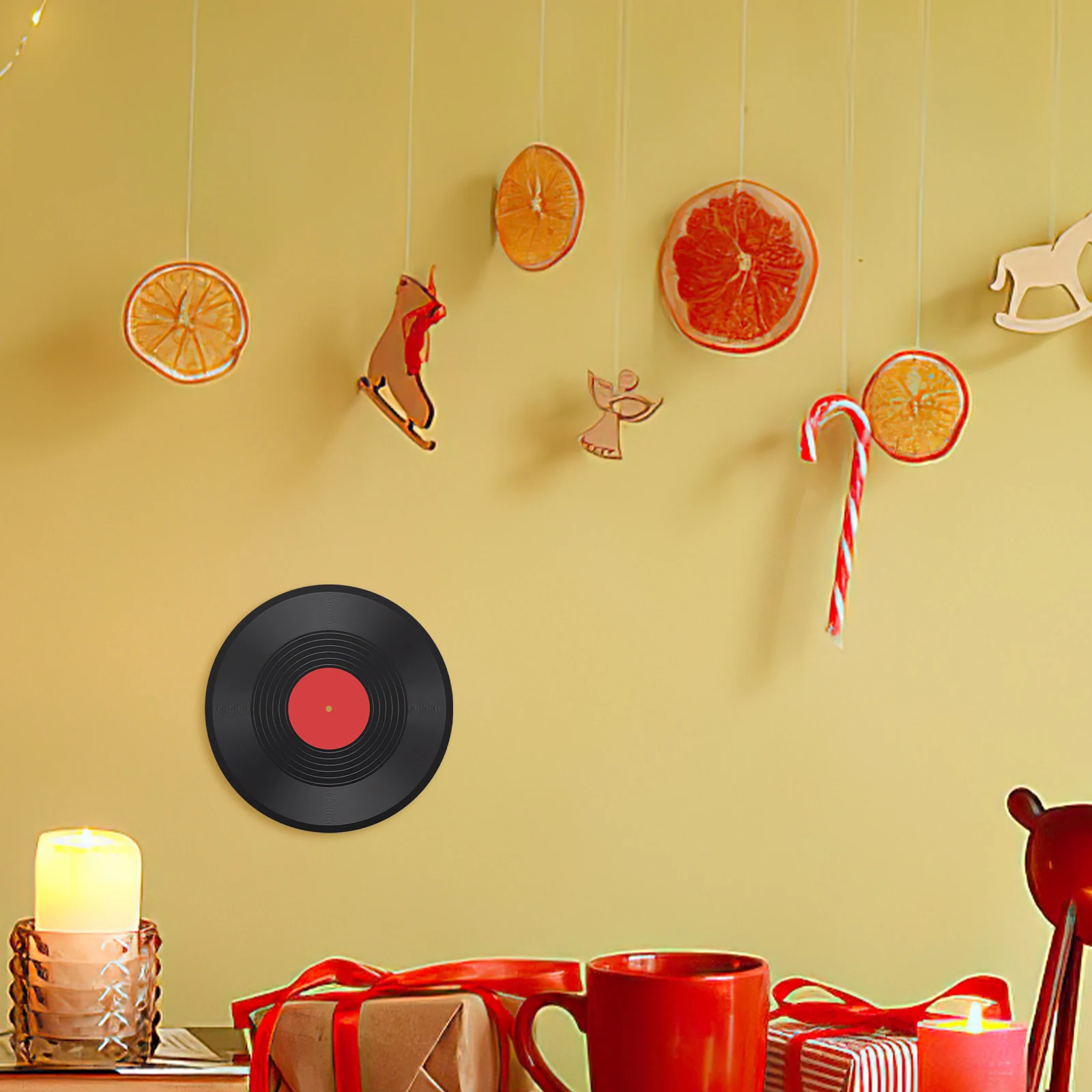 

6Pcs Retro Plastic Vinyl Record Decors Perfect Gift for Friends Loving Vintage Decorations Plastic Record Wall Decor