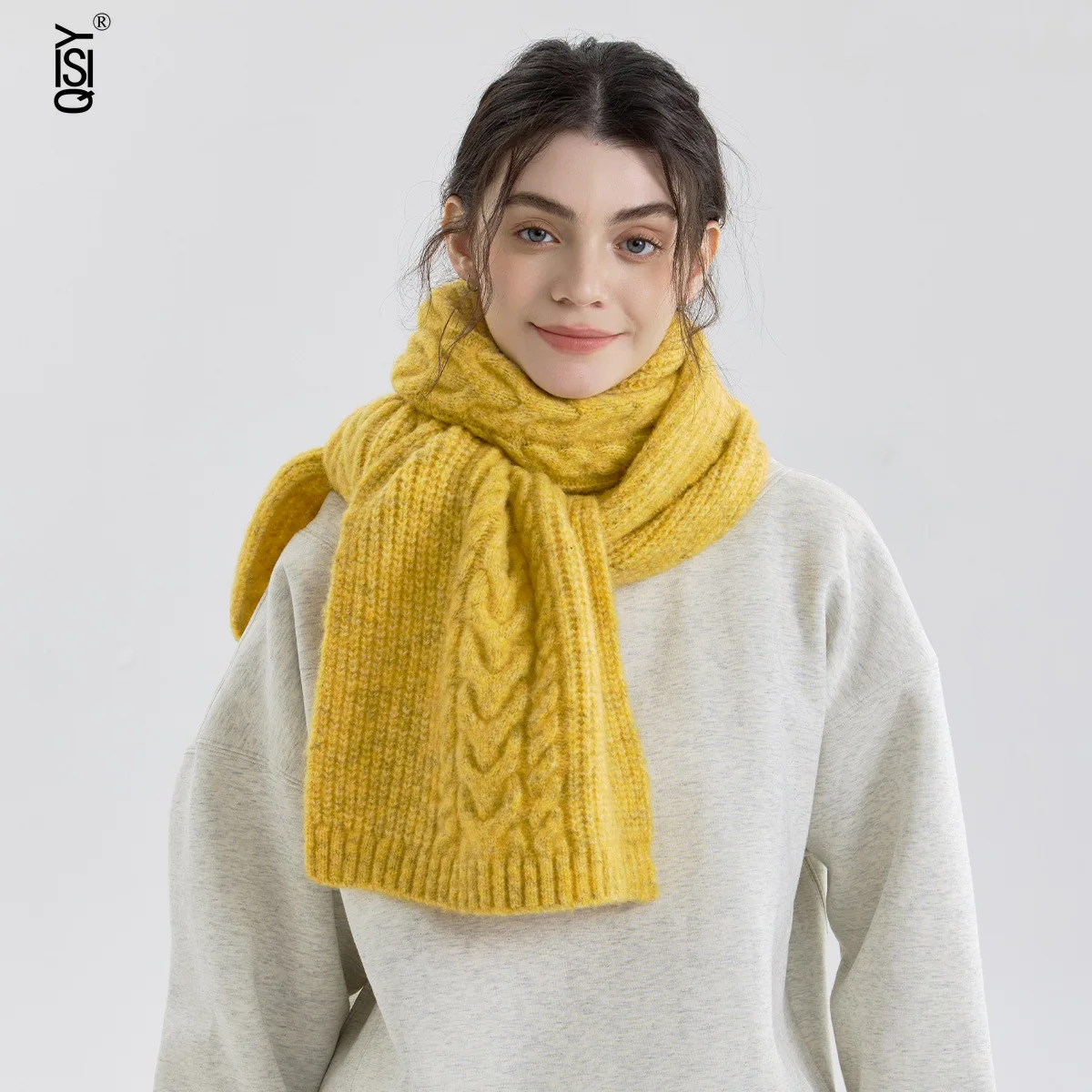 

Korean-style Knitted Scarf Shawl for Winter Women, Solid Color Versatile, Thick and Warm Scarf, Retro and High-end Style Scarf