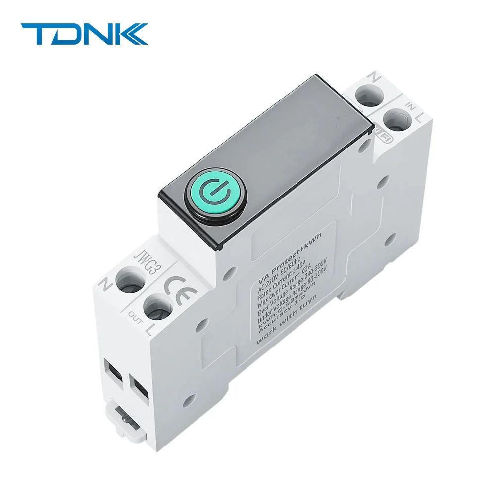 Tuya WiFi Din Rail Smart Circuit Breaker 1P+N 63A Digital Display Energy Meter Voltage Current Protector Remote Switch