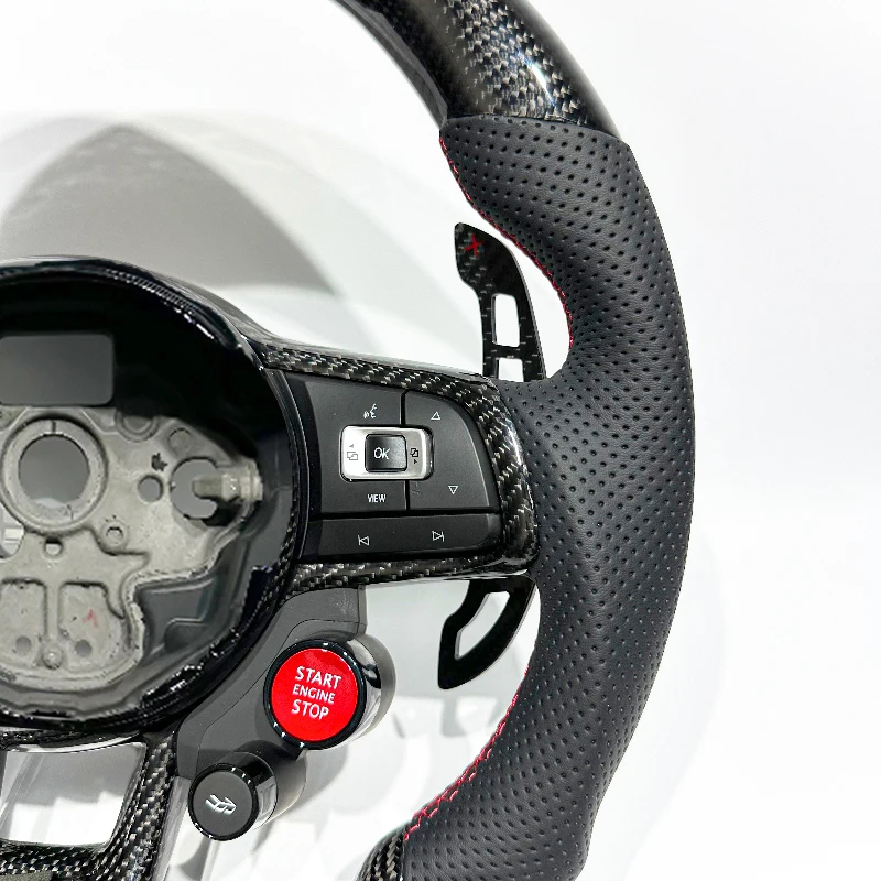 High-end  Custom Black Carbon Fibre Perforated Leather LED Steering Wheel Suitable for MK7 MK3 MK5 MK6 GTI GOLF JETTA