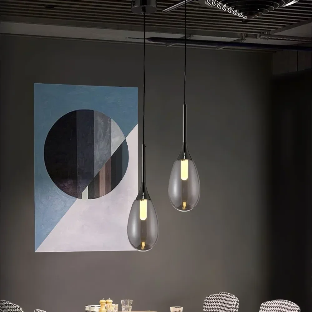 Plafonnier LED en Verre au Design Nordique Moderne, Composé de Goutte d'Eau, Idéal pour un Bar, un Restaurant, une Chambre à Coucher ou un oral et