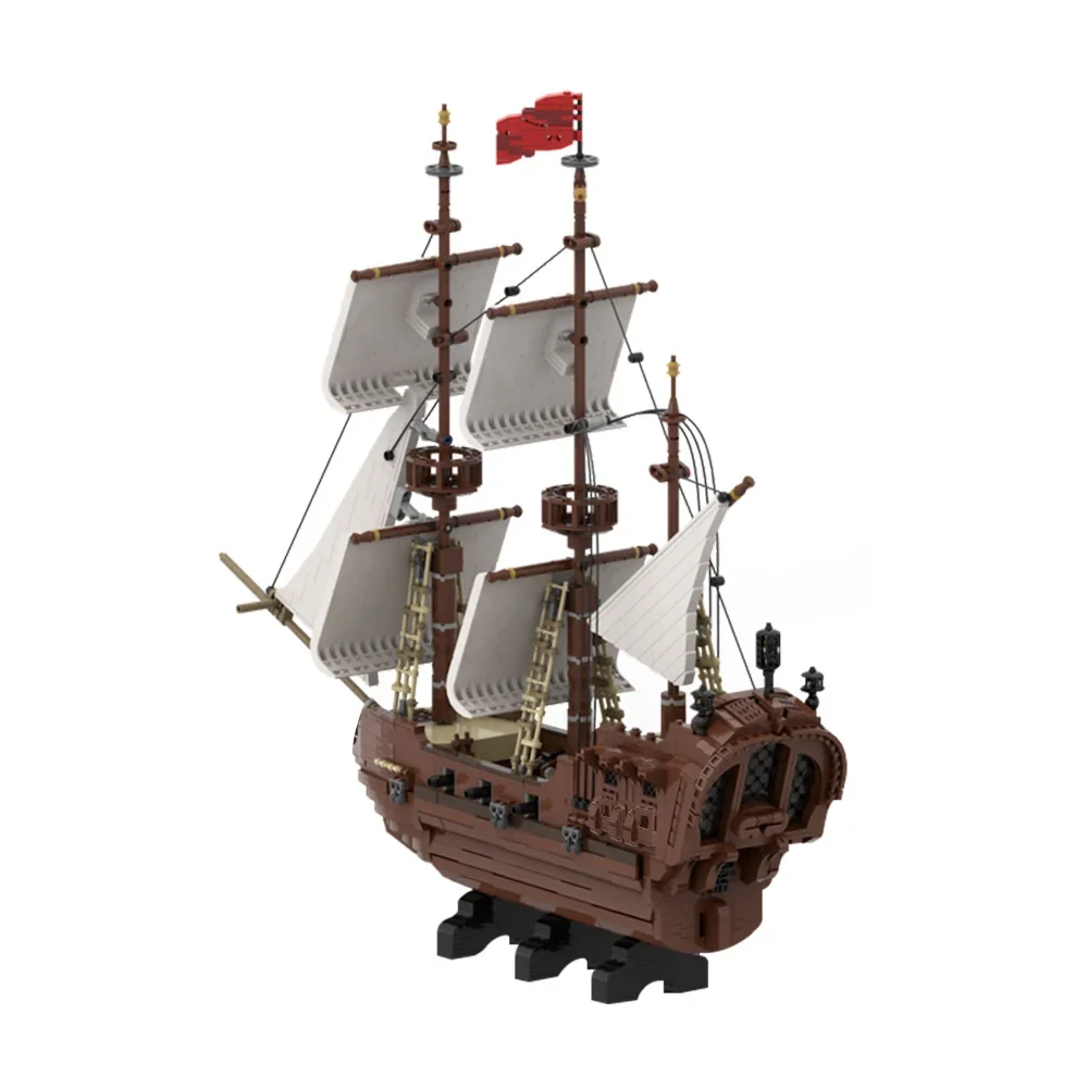 Gobricks MOC Średniowieczne miasto Łodzie rybackie Piękny wysoki statek Klocki do budowania łodzi Model DIY Zmontowane klocki Zabawka dla dzieci Prezent