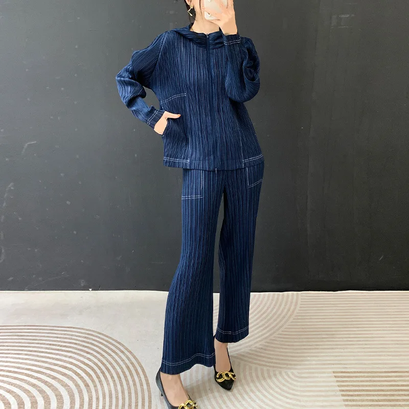 Women Casual Suit Hooded Jacket High Waist Wide Leg Pants Suitable Outings in 2026 Spring Fashion Paired Female Clothing