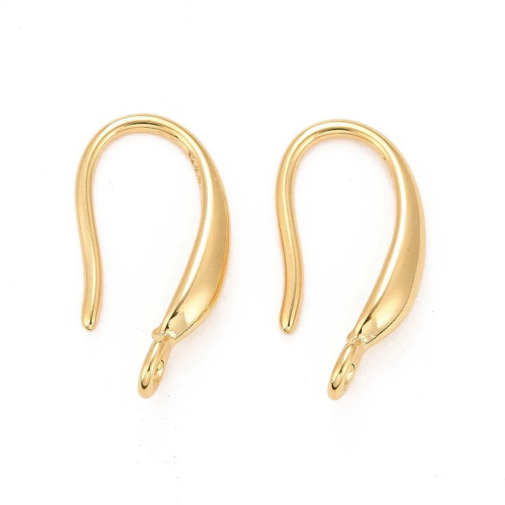 

10Pcs Rack Plating Eco-friendly Brass Earring Hooks with Vertical Loop Lead Free Cadmium Free Real 24K Gold Plated 16x2.5mm