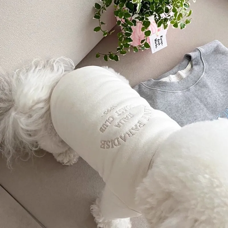 Dog Hoodies Solid Thin Pet Dog Pullover Letter Embroidery Puppy Sweatshirt Fashion Cat Dog Costume Chihuahua Bichon Yorkie Coat