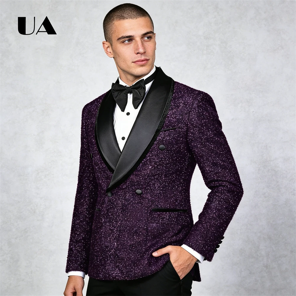 

Modern Fit Stretch Suit Shiny 2 Piece Suit for Men Office, Interview, Wedding Essential Tuxedo Jacket Pants XXS-7XL Suit Attire