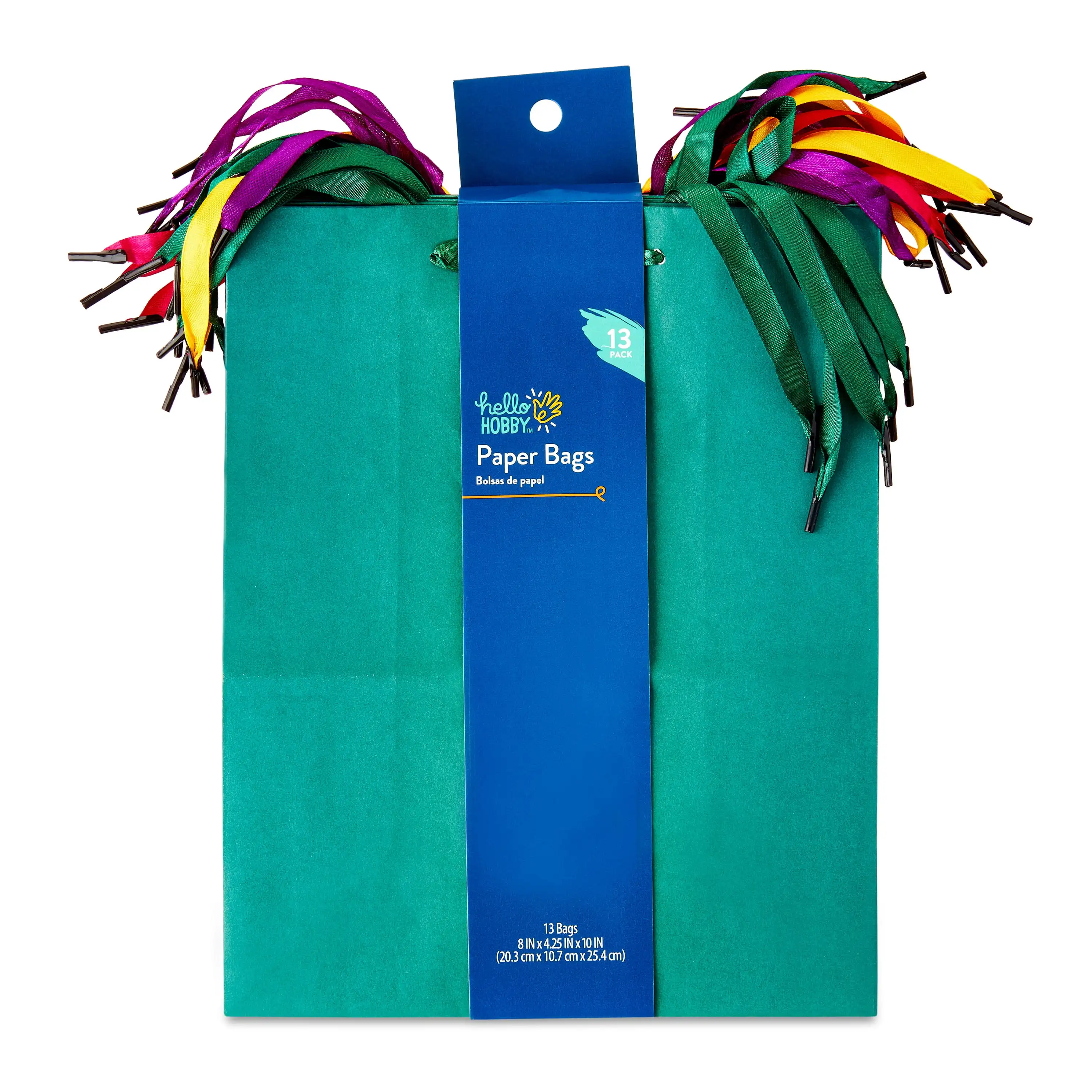 Duże wielokolorowe torby papierowe, 8 x 10 cali, 13 sztuk