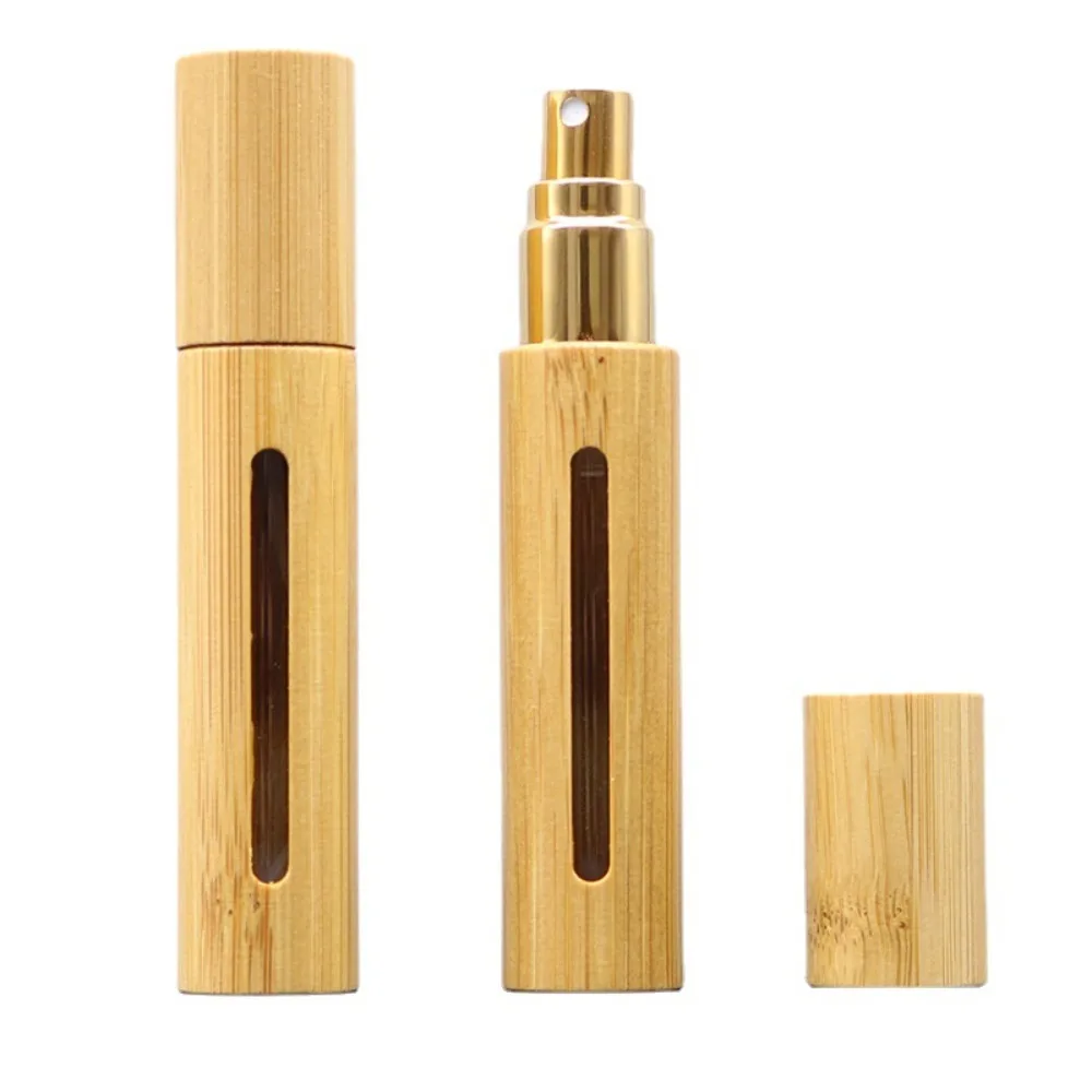 

5/10ML New Refillable Perfume Bottle Mini Wood Bamboo Spray Bottle Bottom Filling Liner Portable Atomizer Gift