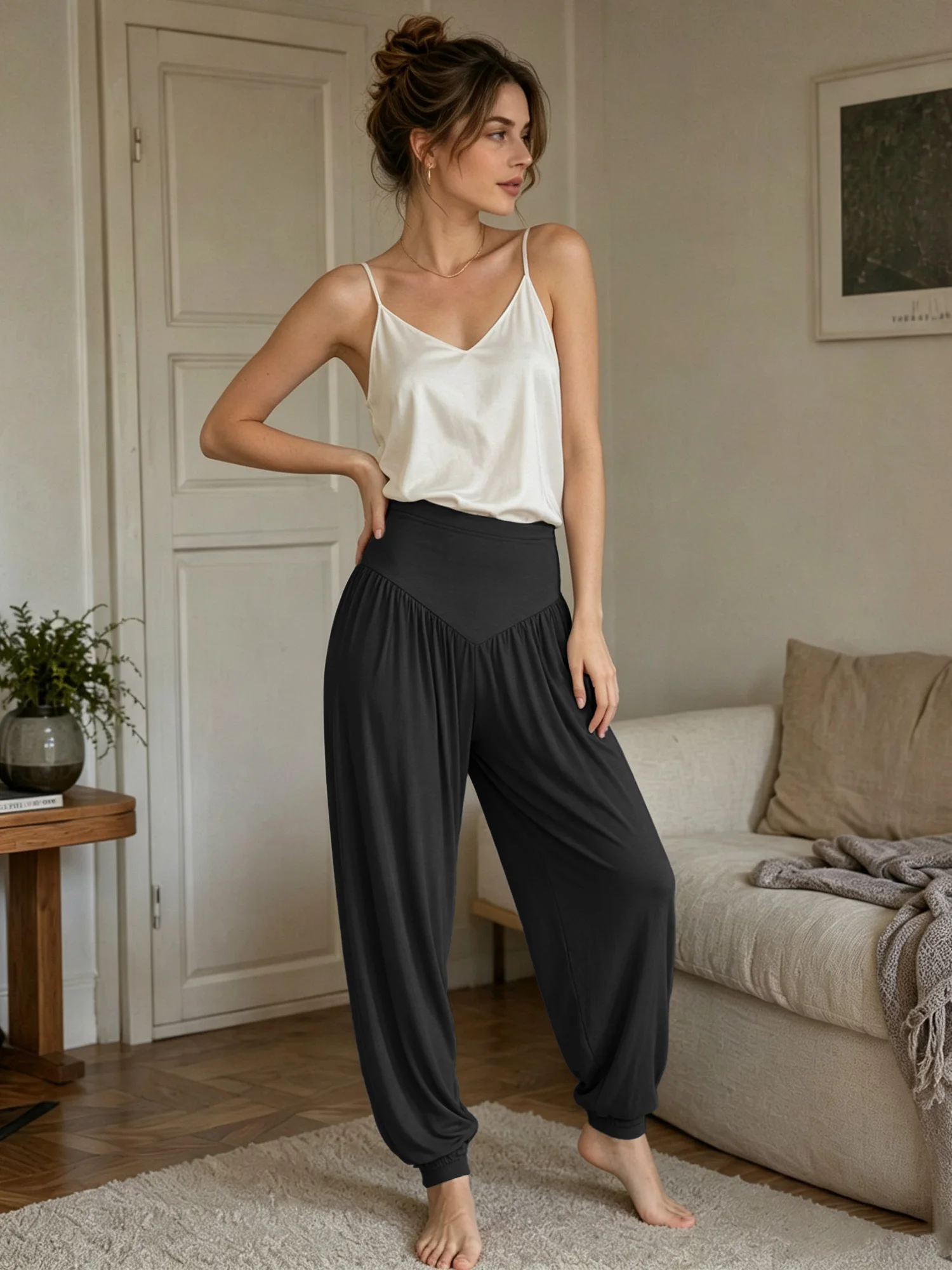 Harem Pants Women High Waist Yoga Pants Elastic Soft Modal Yoga Sports Pants Summer Loose Comfy Joggers Trousers