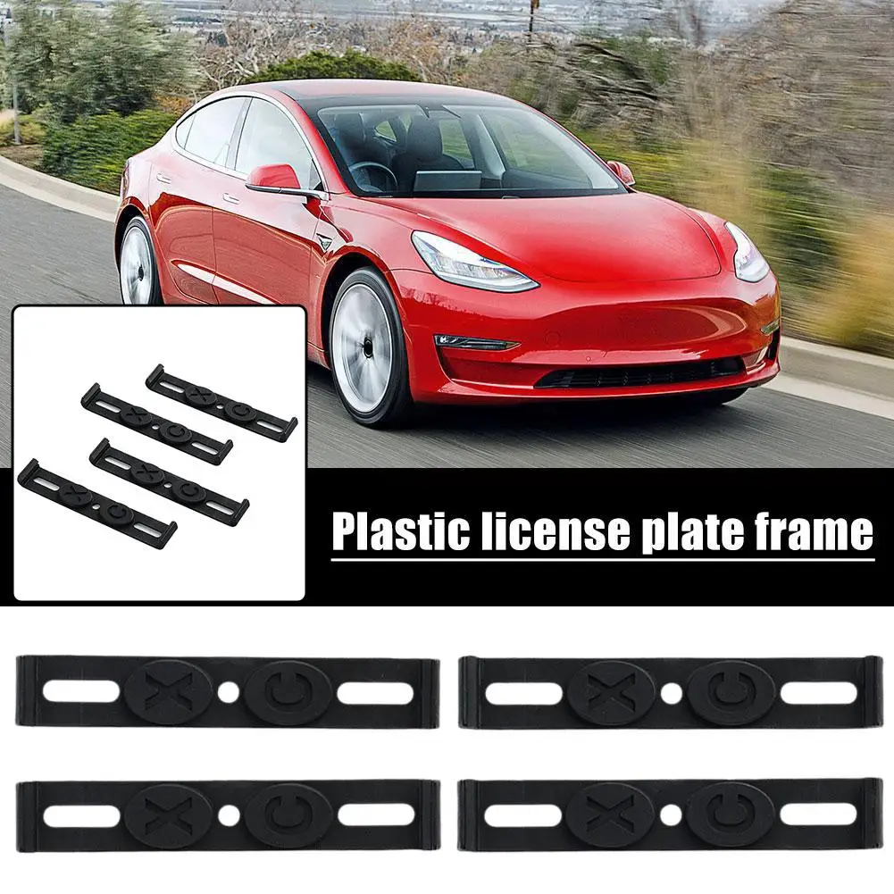 Frameless License Plate Mount 4PCS Weather-Proof License Plate Bracket Holder Car Tag Frame For Front And Rear Car Tags Exterior