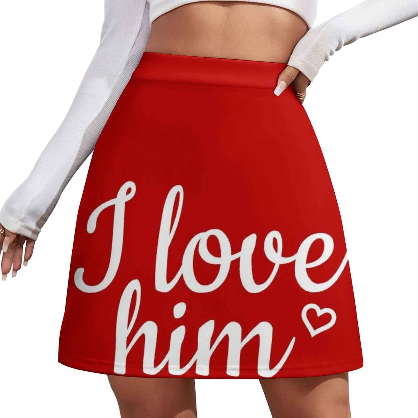 

I love him red Mini Skirt Short skirt woman fashion korean clothing summer skirts