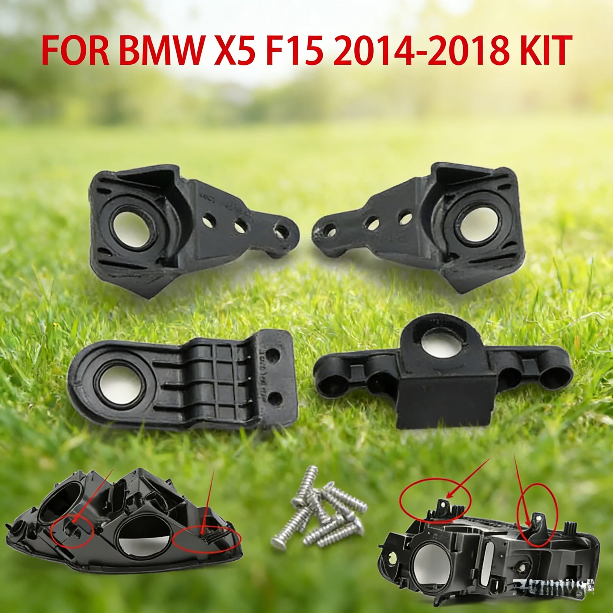 Headlight Repair Kit Bracket Plastic Fixing Claw with Iron Screw High Quality Parts Ear 63117381444 for BMW X5 F15 2014-2018