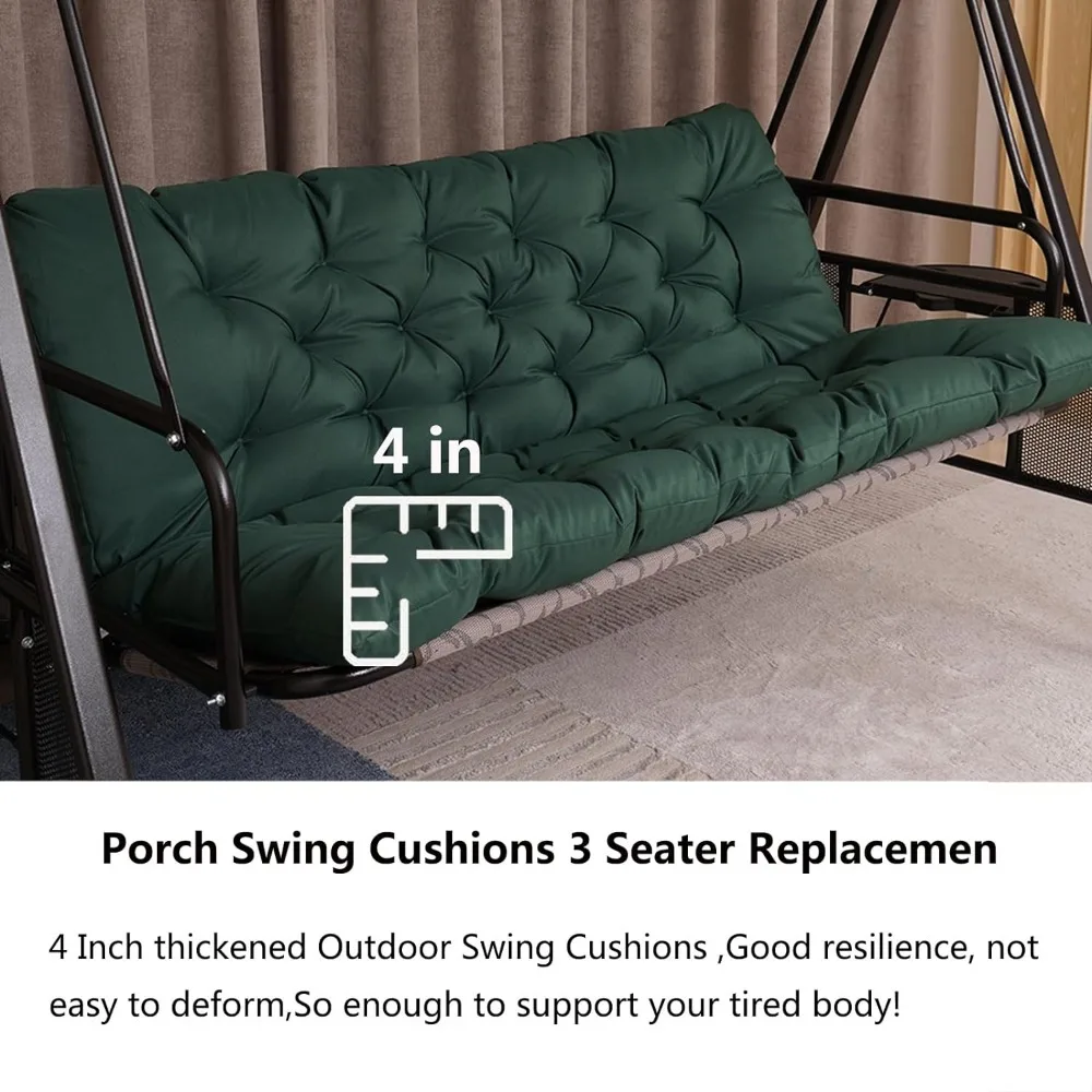 Porch Swing Cushions, Outdoor Swing Replacement Cushions 3 Seater with Backrest, Waterproof Bench