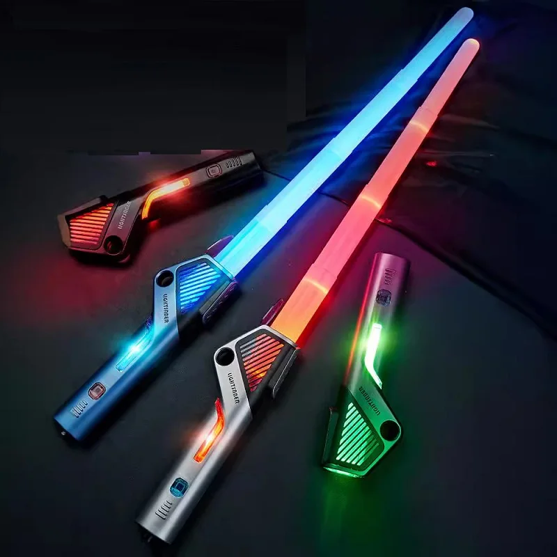 Spada luminosa 2 in1 in plastica Cool Stars Battle War Spada luminosa con suono a 12 colori Giocattolo fluorescente telescopico Regalo per ragazzo bambino