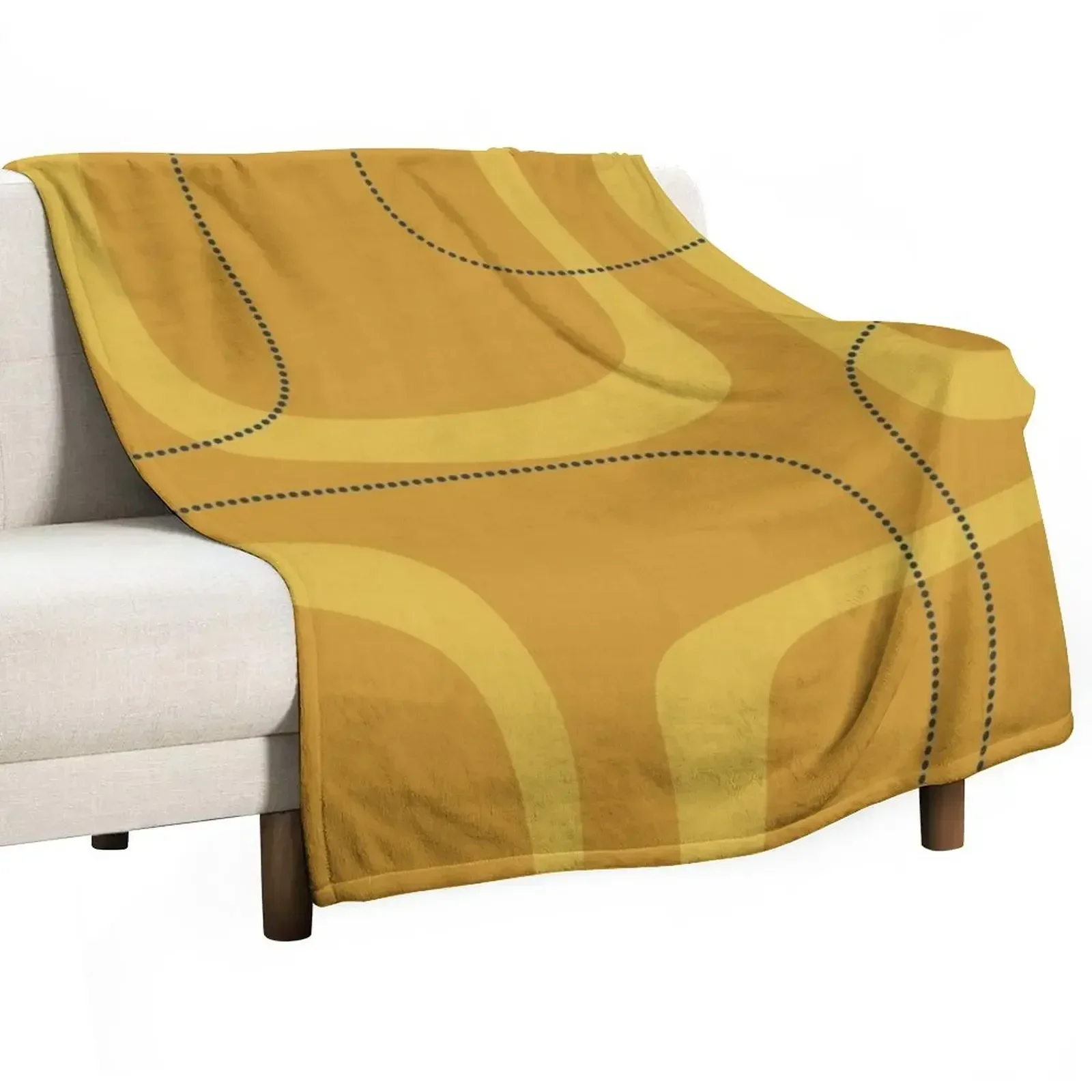 

Midcentury Modern Loops and Dots Abstract Pattern in Golden Mustard Tones Throw Blanket Hairys Polar Blankets