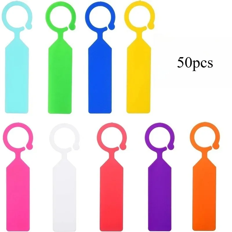 50pcs Colorful Plastic Ring Tag Hanging Plant Labels Weatherproof Reusable for Gardens Nurseries Farms