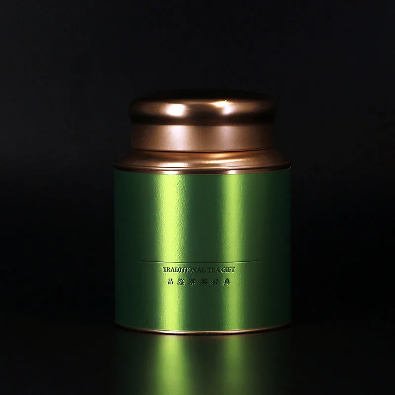 Cylindrical Tinplate Tea Can Sealed Double Cover Tea Packaging Caddy Scented Tea Nut Dried Fruit Dust-proof Storage Iron Box