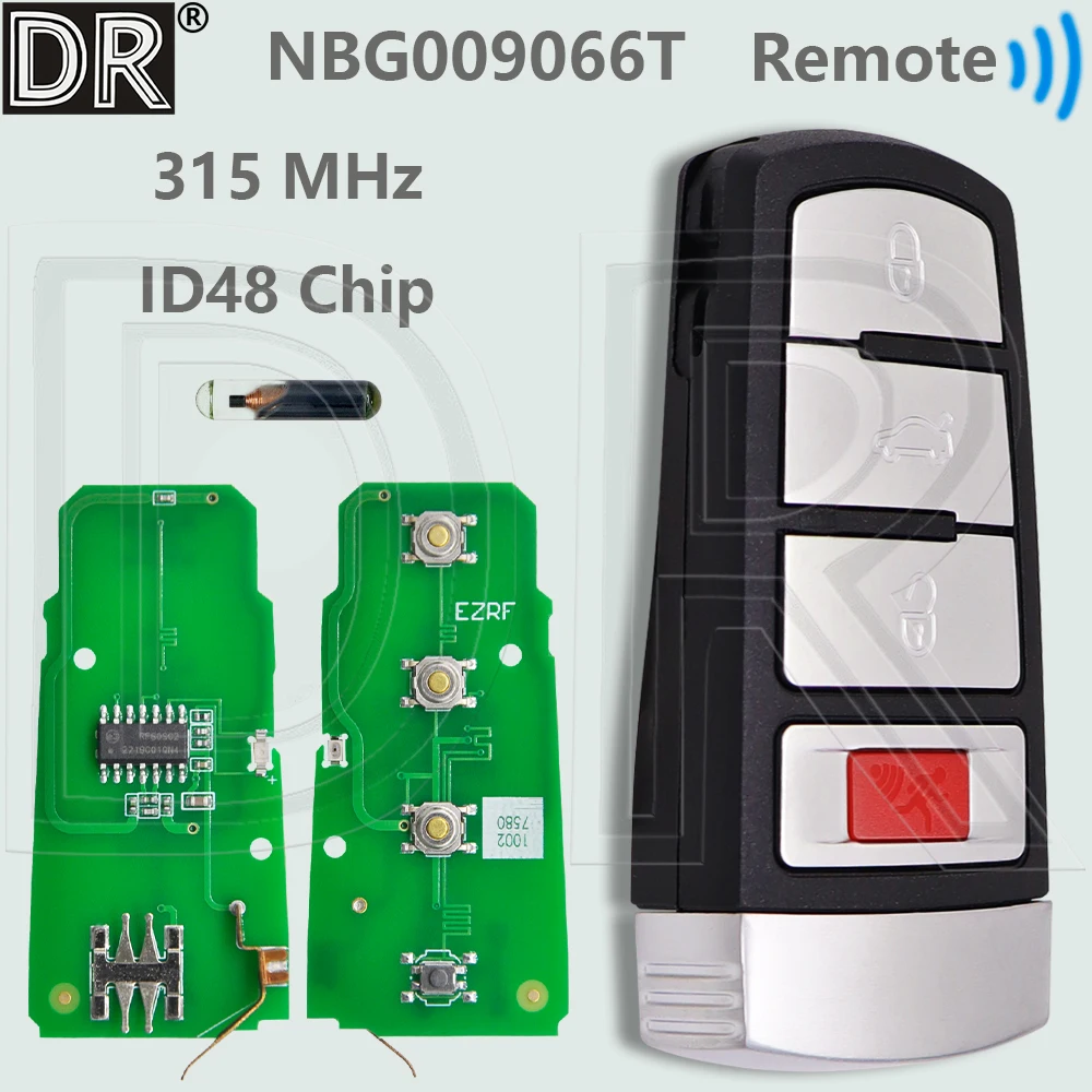 

DR NBG009066T ID48 Chip 315MHz Half Smart Car Remote Key For VW Volkswagen Passat 2006-2013 CC 2009-2015