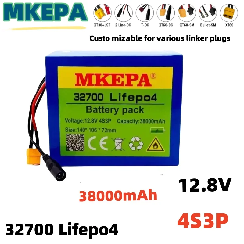 Bateria Lifepo4 incorporada, BMS equilibrado para barco elétrico, fonte de alimentação ininterrupta 32700 12V 38000mAh, 4S3P 40A