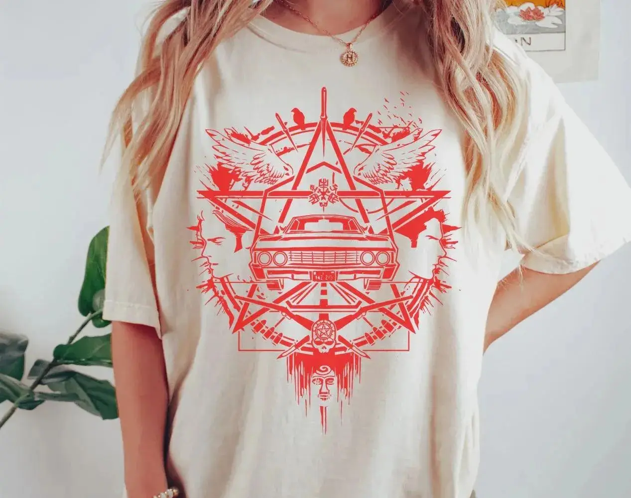 Vintage Y2k T Shirts Supernatural Logo Print T-shirt  Dean Winchester T-shirt Sam Winchester T-shirt Sam and Dean T-shirt Unisex